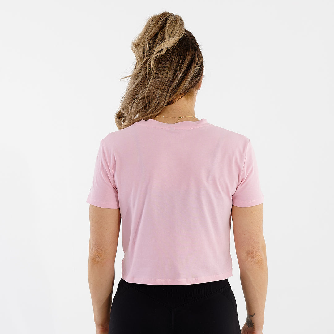 Women's Front Twist Crop T-Shirt | Light Pink | Back View | G Mammal